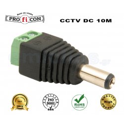 CCTV DC 10M Pro.fi.con male plug οικονομικό βύσμα αρσενικό ίσιο φις για κάμερες, μικρόφωνα και καταγραφικά (dvr) με κλέμα και βίδες